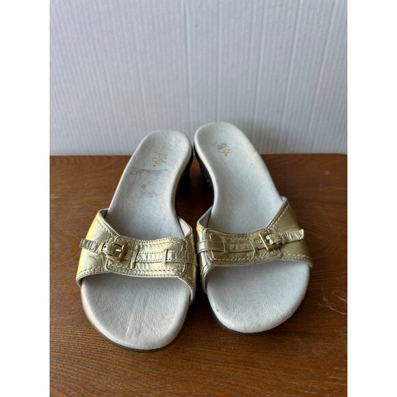 Vintage ASGI Gold Slip-On Leather Upper Sandals Size 8 Sku 2941 - Picture 7 of 11
